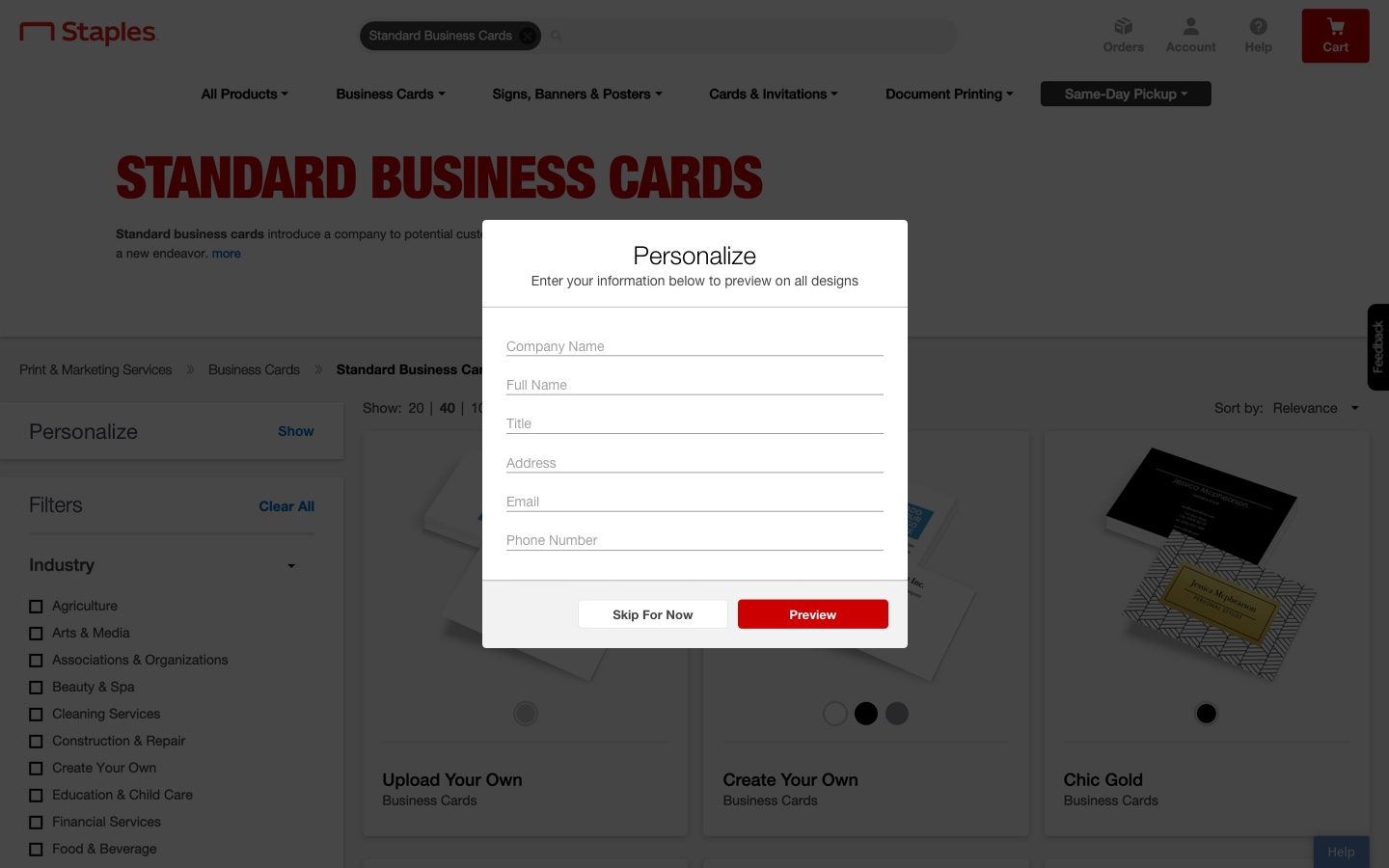 Staples-Personalization-Modal